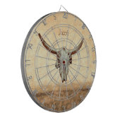 牛スカルブラウンウエスタンカントリー素朴スタイル ダーツボード (正面左)