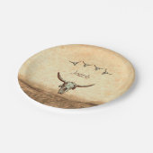 牛スカルブラウンウエスタンカントリー素朴スタイル ペーパープレート (アングル)