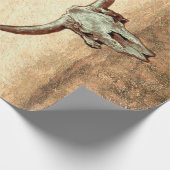 牛スカルブラウンカントリーウェスタン素朴スタイル ラッピングペーパー (角)