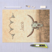 牛スカルブラウンカントリーウェスタン素朴スタイル 薄葉紙 (クラフト)