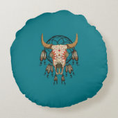 牛スカル南西ドリームキャッチャー ラウンドクッション (裏面)