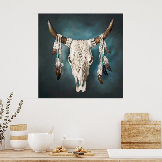 牛スカル1 ポスター (キッチン)