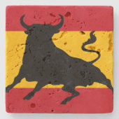 牛スペインのの旗 ストーンコースター (正面)