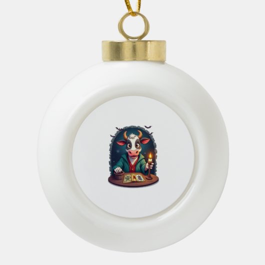 牛タロットの恐怖 セラミックボールオーナメント (正面)
