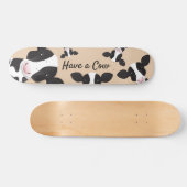 牛タン白黒のイラストレーションを持つ スケートボード (横)