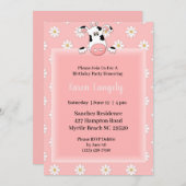 牛テーマ子供の誕生日招待状 招待状 (正面/裏面)