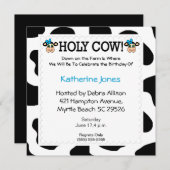 牛テーマ子供の誕生日招待状 招待状 (正面/裏面)