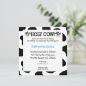 牛テーマ子供の誕生日招待状 招待状 (スタンド正面)