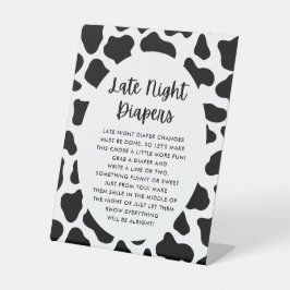 牛テーマ深夜おむつゲームサイン 台座サイン