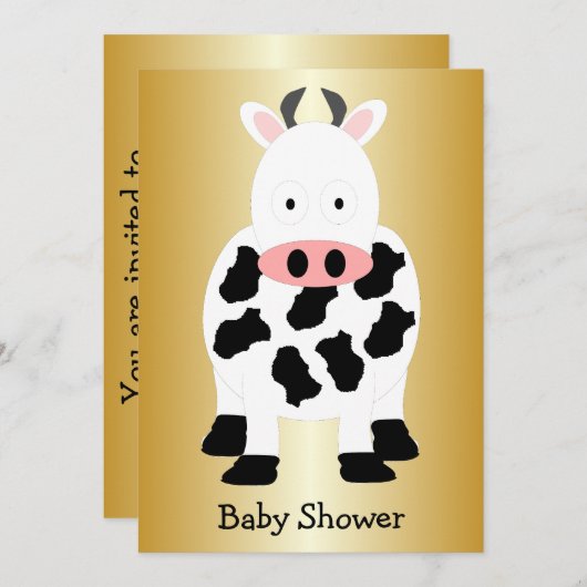 牛デザインベビーシャワー招待状 招待状 (正面/裏面)