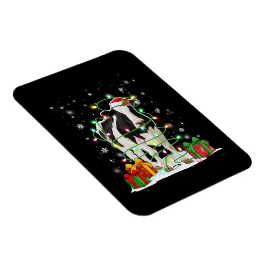 牛トナカイ帽子サンタのクリスマスライトカおもしろいウ マグネット (右側)