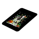 牛トナカイ帽子サンタのクリスマスライトカおもしろいウ マグネット (左側)