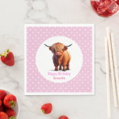 牛ハイランドピンク色のバルーンのポケドット スタンダードランチョンナプキン (インサイチュ)