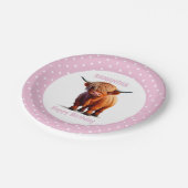 牛ハイランドピンク色のバルーンのポケドット ペーパープレート (アングル)