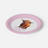 牛ハイランドピンク色のバルーンのポケドット ペーパープレート (アングル)