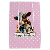 牛ハッピーバースデーデイジーピンク ミディアムペーパーバッグ (裏面)