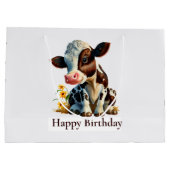 牛ハッピーバースデーデイジーホワイト ラージペーパーバッグ (裏面)