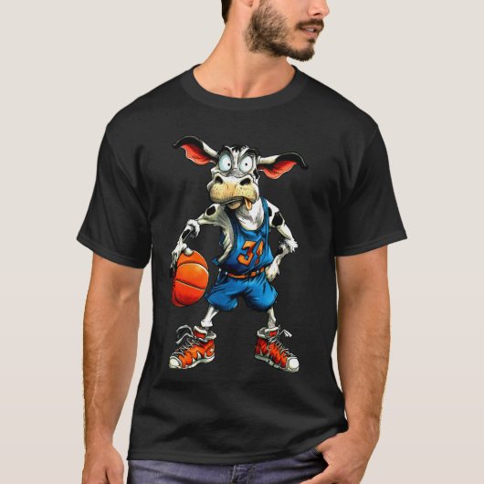 牛バスケ 牛乳 バスケットボール Tシャツ (正面)