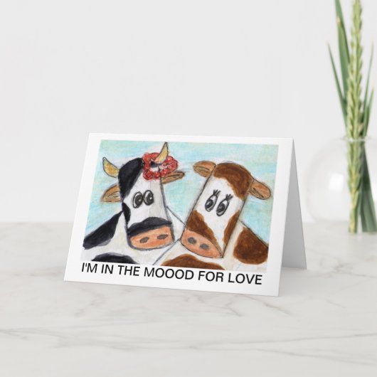 牛バレンタインデー「私は愛芸術のためのMooodにあります シーズンカード (正面)