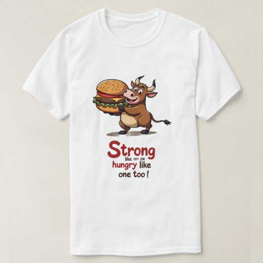 牛バーガーのような強い Tシャツ (デザイン正面)