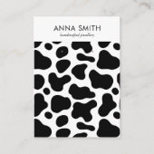 牛パターン白黒スタッドイヤリングディスプレイ 名刺 (正面)