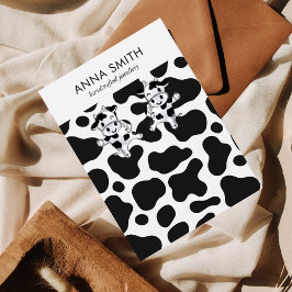 牛パターン白黒スタッドイヤリングディスプレイ 名刺