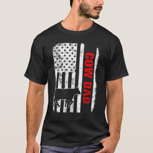 牛パパ米国国旗 Tシャツ (正面)