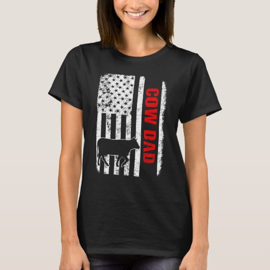 牛パパ米国国旗 Tシャツ (正面)