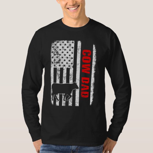 牛パパ米国国旗 Tシャツ (正面)
