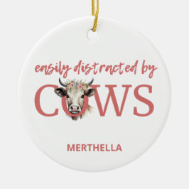 牛パーソナライズされたのヴィンテージに気を取られる セラミックオーナメント