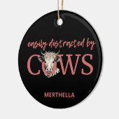 牛パーソナライズされたのヴィンテージに気を取られる セラミックオーナメント (左)