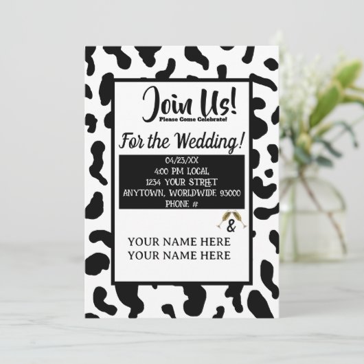 牛パーソナライズされたプリント田舎の結婚式招待状 招待状 (スタンド正面)