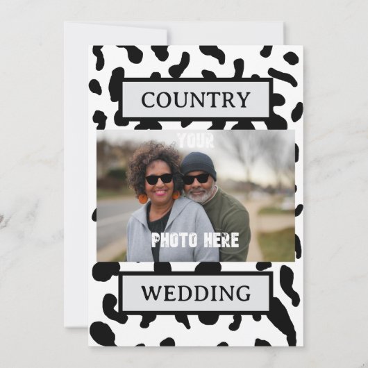 牛パーソナライズされたプリント田舎の結婚式招待状 招待状 (裏面)