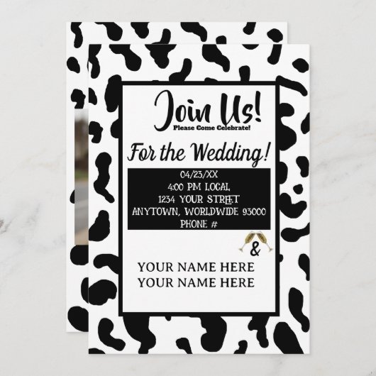 牛パーソナライズされたプリント田舎の結婚式招待状 招待状 (正面/裏面)