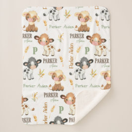 牛パーソナライズされたベビーブランケット | 30x40 Sherpa シェルパブランケット