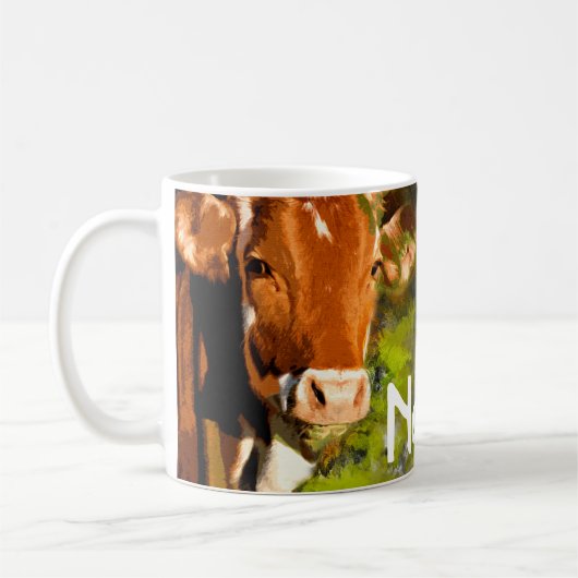 牛パーソナライズされた牧場デザインコーヒーマグ コーヒーマグカップ (左)
