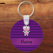 牛パーソナライズされた紫色の山羊の名 キーホルダー (正面)