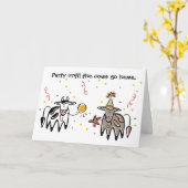 牛パーティー誕生日カード カード (黄色い花)