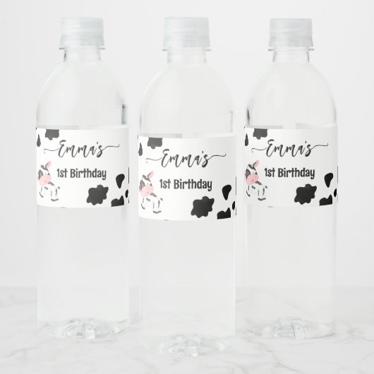 牛パーティー食器の牛のパタパーソナライズされたーン ペットボトルラベル (ボトル)