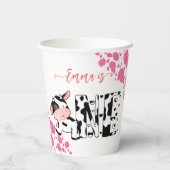 牛パーティー食器ピンクの牛のパターン印刷 紙コップ (裏面)