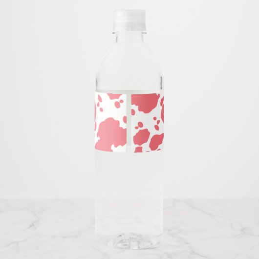 牛パーティー食器ピンクの牛パタパーソナライズされたーン ペットボトルラベル (裏面)
