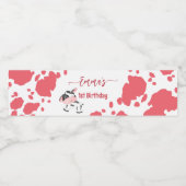 牛パーティー食器ピンクの牛パタパーソナライズされたーン ペットボトルラベル (シングルラベル)