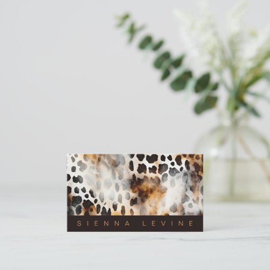 牛ヒョウ版動物の皮膚抽象芸術芸術 名刺 (スタンド正面)
