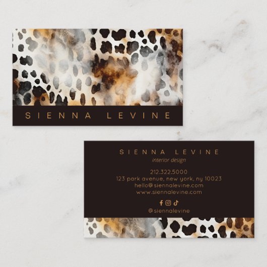 牛ヒョウ版動物の皮膚抽象芸術芸術 名刺 (正面/裏面)