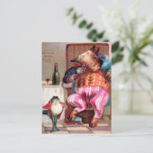 牛ビクトリアンとカエルのはがき ポストカード (スタンド正面)