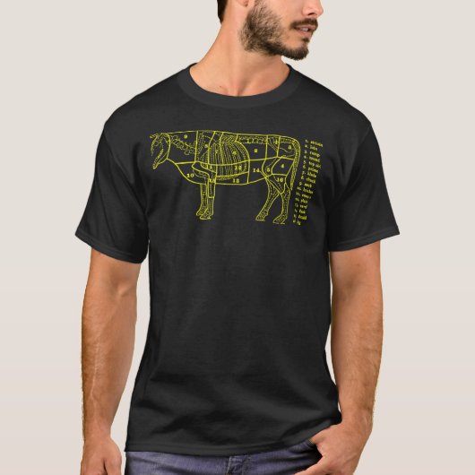 牛ビーフ肉カットTシャツ Tシャツ (正面)