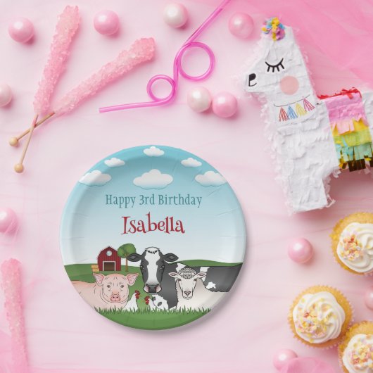 牛ピッグヒツオンチキンズファームアニマルファーム誕生日 ペーパープレート (パーティー)