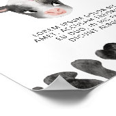 牛ピンクの誕生日パーティーカスタムの看板 ポスター (角)