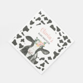 牛ピンクフローラとギンガムベビーシャワー スタンダードランチョンナプキン (角)