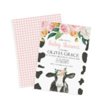 牛ピンクフローラとギンガムベビーシャワー